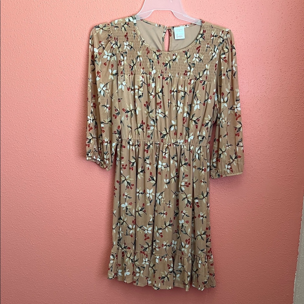 Floral Tan Dress